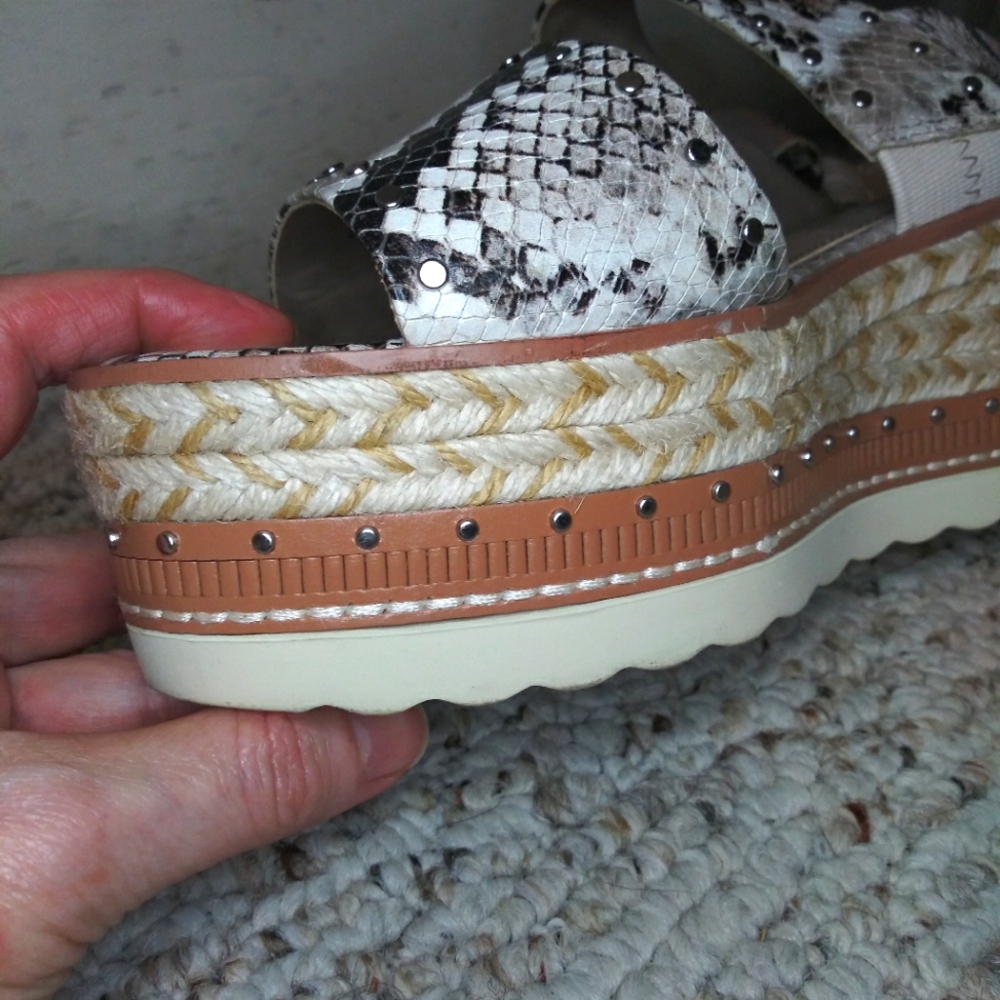 Vince Camuto Marsa Black, Silver & Taupe, Faux Snakeskin Platform Sandals - Picture 8 of 13